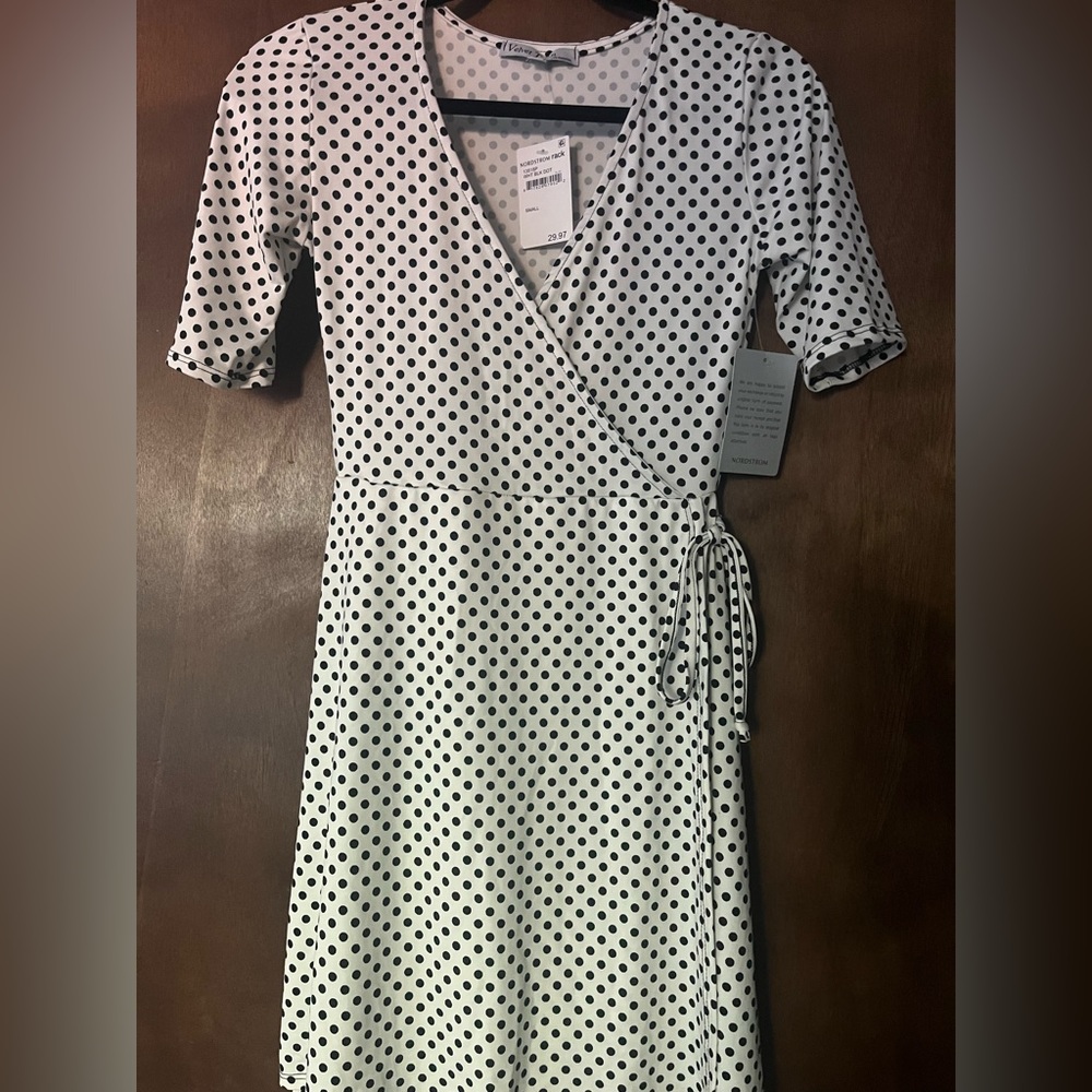 Black and White Polka Dot Wrap Dress